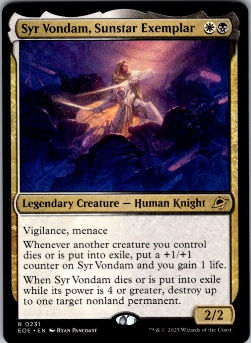 Syr Vondam, Sunstar Exemplar
